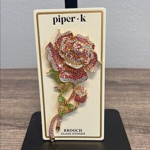 Piper K Rose 🌹 Brooch with Glass Stones